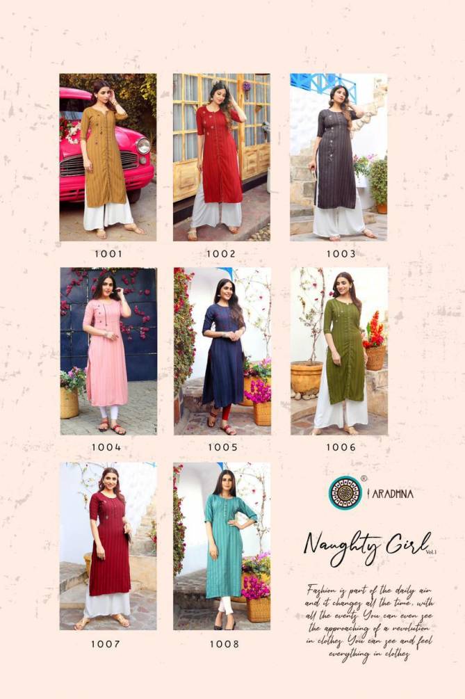Aradhna Naughty Girl 1 Latest Designer Fancy Casual  Ethnic Wear Embroidery And Manual Work Kurtis Collection 